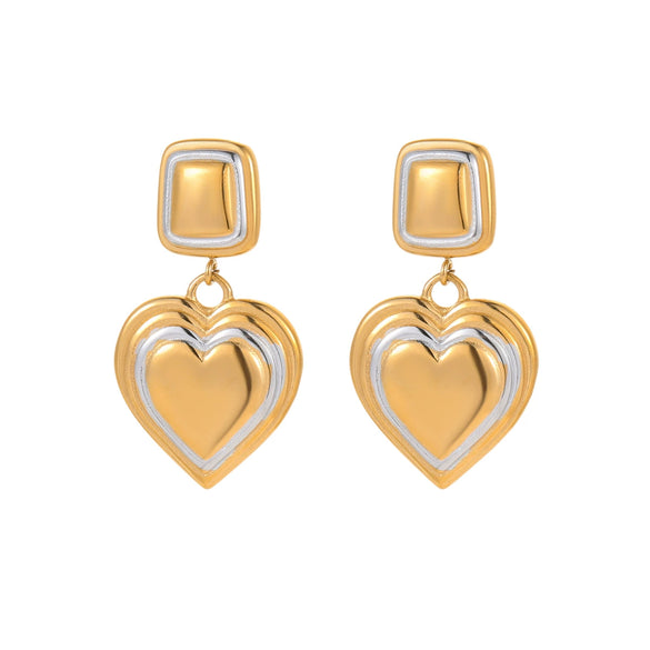 Stainless Steel Loveshaped Electroplated Earrings For Women