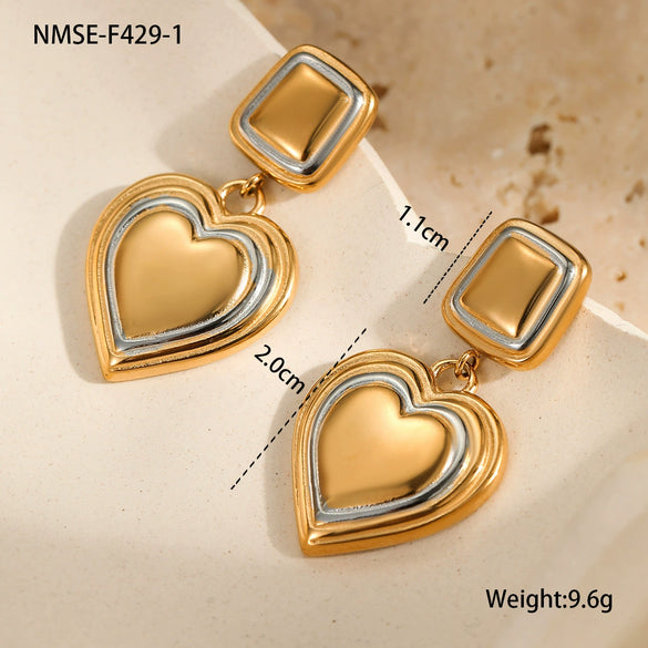 Stainless Steel Loveshaped Electroplated Earrings For Women