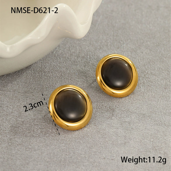 Stainless Steel Loveshaped Geometric Earrings And Open Rings Electroplated Fashion Jewelry For Women