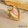 Stainless Steel Loveshaped Geometric Earrings And Open Rings Electroplated Fashion Jewelry For Women