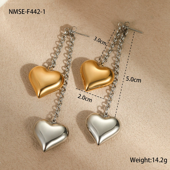 Stainless Steel Loveshaped Geometric Fashion Electroplated Women's Earrings