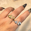 Stainless Steel Loveshaped Goldplated Ring Cold Style Asymmetric Open Ring