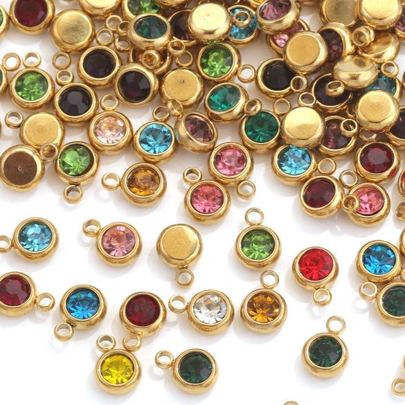 Stainless Steel Lucky Birthstone Pendant Handmade Jewelry Accessories With Hirback Pattern And Electroplating Process