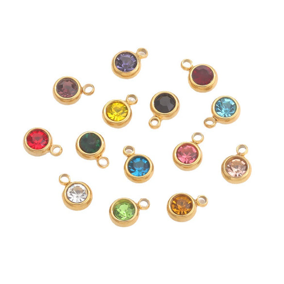 Stainless Steel Lucky Birthstone Pendant Handmade Jewelry Accessories With Hirback Pattern And Electroplating Process