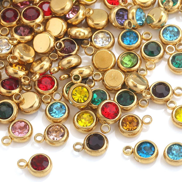 Stainless Steel Lucky Birthstone Pendant Handmade Jewelry Accessories With Hirback Pattern And Electroplating Process