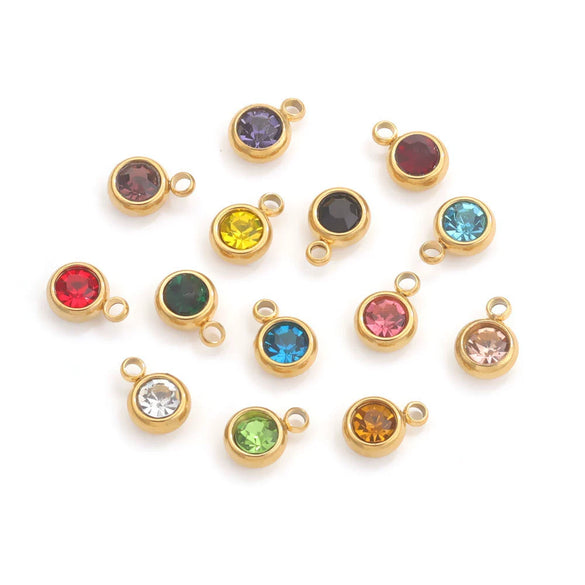 Stainless Steel Lucky Birthstone Pendant Handmade Jewelry Accessories With Hirback Pattern And Electroplating Process