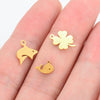 Stainless Steel Lucky Grass Crown Whale Dolphin Moon Polished Electroplated Diy Jewelry Pendant Accessories
