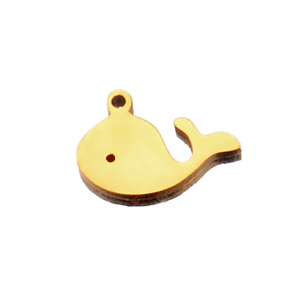 Stainless Steel Lucky Grass Crown Whale Dolphin Moon Polished Electroplated Diy Jewelry Pendant Accessories