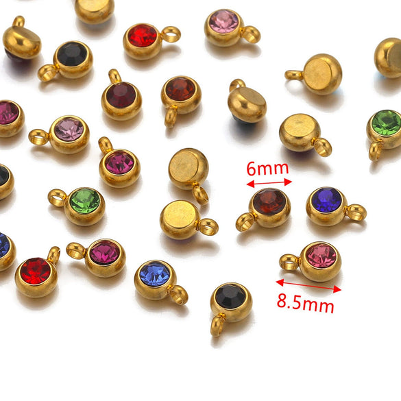 Stainless Steel Lucky Stone Pendant With Dragon Pattern And Gold Electroplating For Diy Jewelry