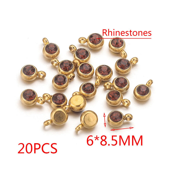Stainless Steel Lucky Stone Pendant With Dragon Pattern And Gold Electroplating For Diy Jewelry