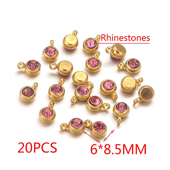 Stainless Steel Lucky Stone Pendant With Dragon Pattern And Gold Electroplating For Diy Jewelry