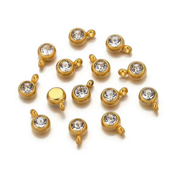 Stainless Steel Lucky Stone Pendant With Dragon Pattern And Gold Electroplating For Diy Jewelry