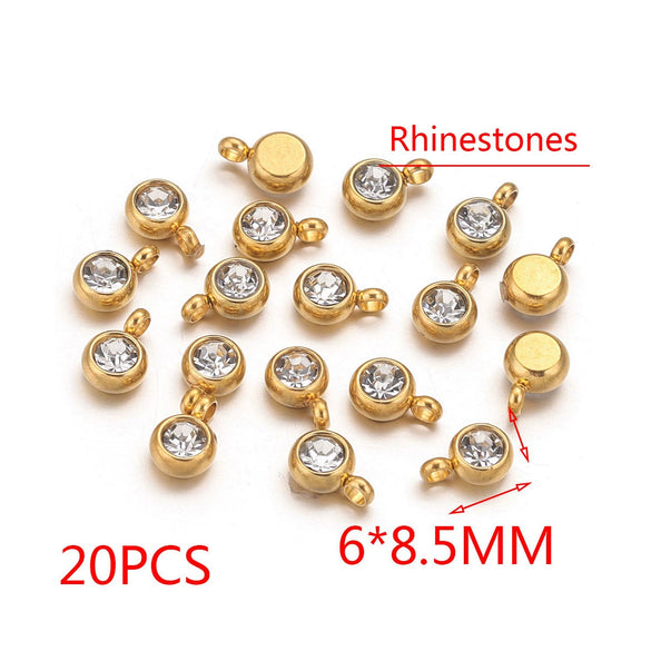 Stainless Steel Lucky Stone Pendant With Dragon Pattern And Gold Electroplating For Diy Jewelry