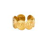 Stainless Steel Luxury Women's Ring With Colorful Enamel Sunflower And Drop Shape Electroplated