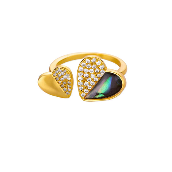 Stainless Steel Luxury Women's Ring With Colorful Enamel Sunflower And Drop Shape Electroplated