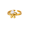 Stainless Steel Luxury Women's Ring With Colorful Enamel Sunflower And Drop Shape Electroplated