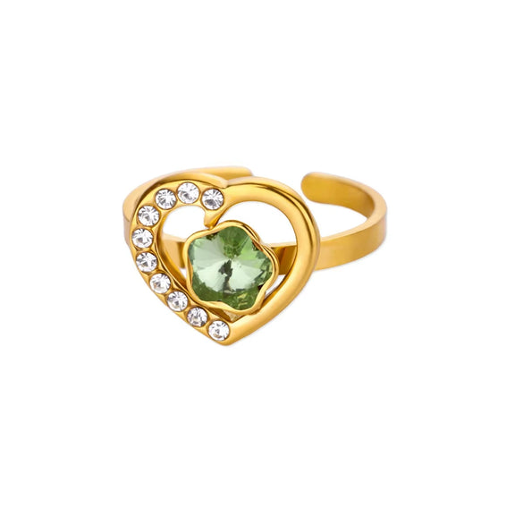Stainless Steel Luxury Women's Ring With Colorful Enamel Sunflower And Drop Shape Electroplated