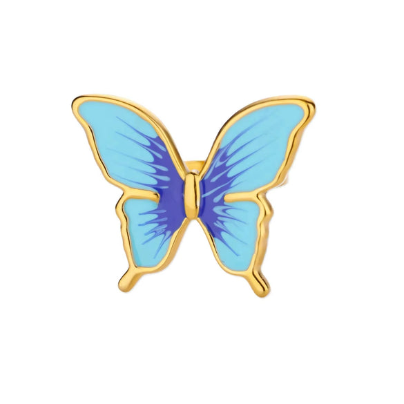 Stainless Steel Luxury Women's Ring With Colorful Enamel Sunflower And Drop Shape Electroplated