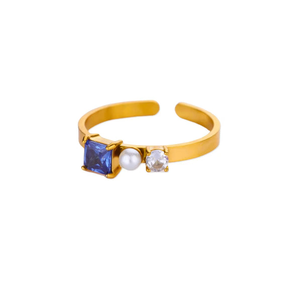 Stainless Steel Luxury Women's Ring With Colorful Enamel Sunflower And Drop Shape Electroplated