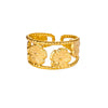 Stainless Steel Luxury Women's Ring With Colorful Enamel Sunflower And Drop Shape Electroplated