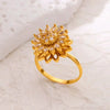 Stainless Steel Luxury Women's Ring With Colorful Enamel Sunflower And Drop Shape Electroplated