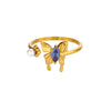 Stainless Steel Luxury Women's Ring With Colorful Enamel Sunflower And Drop Shape Electroplated