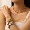 Stainless Steel Magnetic Opening And Closing Bracelet Fashion Niche Stylish Electroplated Geometric Style