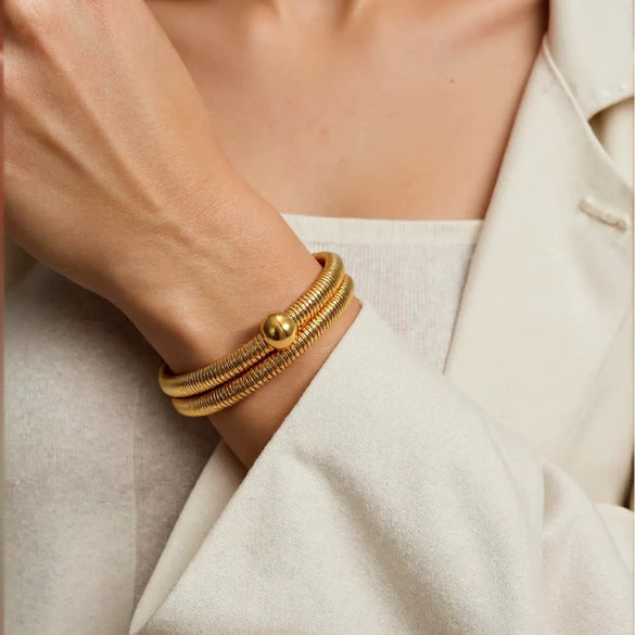 Stainless Steel Magnetic Opening And Closing Bracelet Fashion Niche Stylish Electroplated Geometric Style