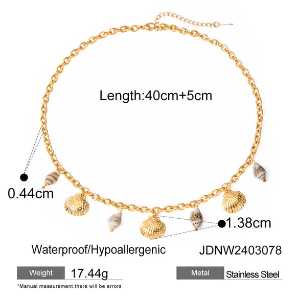 Stainless Steel Marine Animals Style Jewelry With Electroplating Starfish Shell Conch Bracelet Necklace