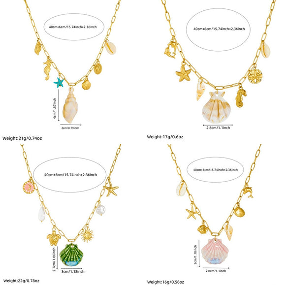 Stainless Steel Marine Life Animal Zodiac Pendant Necklace With Electroplating Little Fresh Style