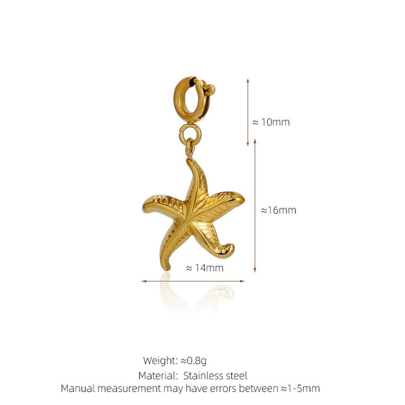 Stainless Steel Marine Life Starfish Shell Conch Love Cross Pendant Necklace Accessories With Electroplating Animal Zodiac Design