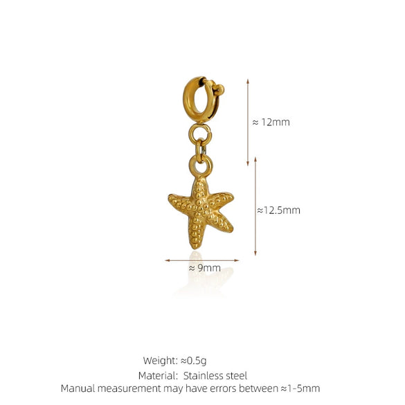 Stainless Steel Marine Life Starfish Shell Conch Love Cross Pendant Necklace Accessories With Electroplating Animal Zodiac Design
