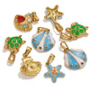 Stainless Steel Marine Organisms Turtle Shell Creative Pearl Shell Jewelry Accessories Pendant With Electroplating