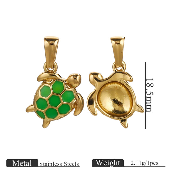 Stainless Steel Marine Organisms Turtle Shell Creative Pearl Shell Jewelry Accessories Pendant With Electroplating