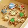 Stainless Steel Marine Organisms Turtle Shell Creative Pearl Shell Jewelry Accessories Pendant With Electroplating