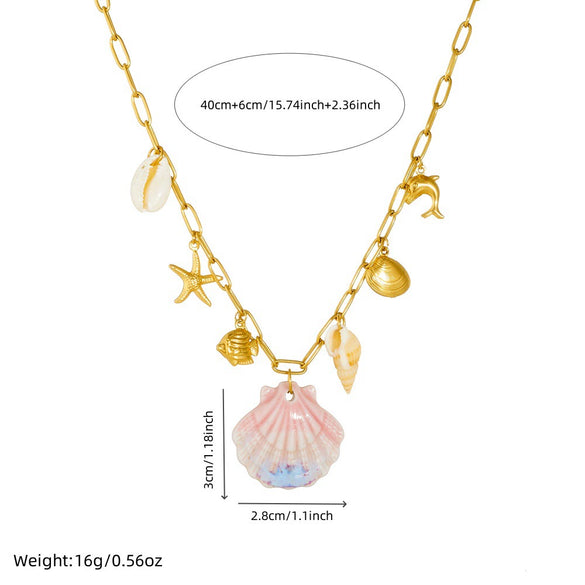 Stainless Steel Marine Series Animal Zodiac Goldplated Pendant Necklace