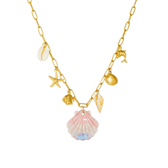 Stainless Steel Marine Series Animal Zodiac Goldplated Pendant Necklace