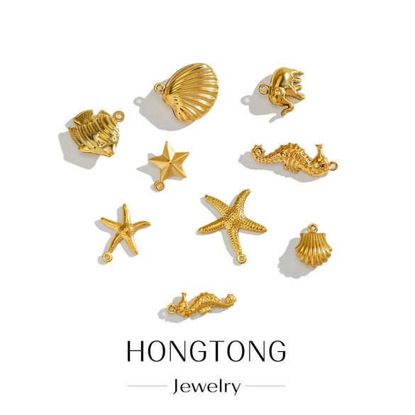 Stainless Steel Marine Series Shell Conch Sea Star Jewelry Accessories Pendant With Electroplating