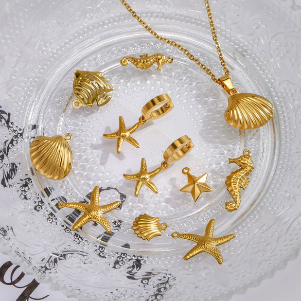 Stainless Steel Marine Series Shell Conch Sea Star Jewelry Accessories Pendant With Electroplating
