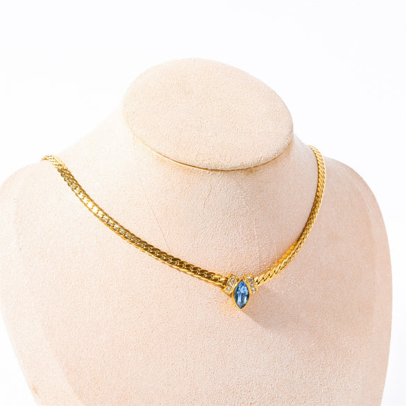 Stainless Steel Marquise Zircon Geometric Mixed Gem Inlay Necklace