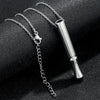 Stainless Steel Meditation Whistle Cylinder Pendant Necklace With Cross Chain And Polishing Treatment