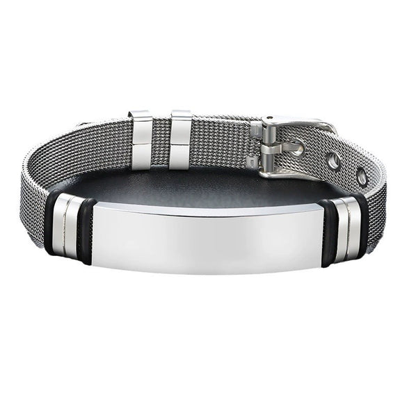 Stainless Steel Mesh Curved Laser Engraved Electroplated Fashion Bracelet