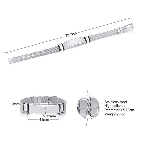 Stainless Steel Mesh Curved Laser Engraved Electroplated Fashion Bracelet