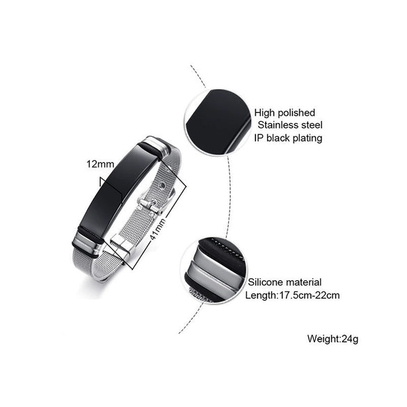 Stainless Steel Mesh Curved Laser Engraved Electroplated Fashion Bracelet