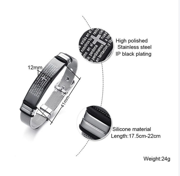 Stainless Steel Mesh Curved Laser Engraved Electroplated Fashion Bracelet