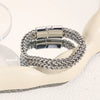 Stainless Steel Mesh Double Row Braided Bracelet With Magnet Buckle And Electroplating