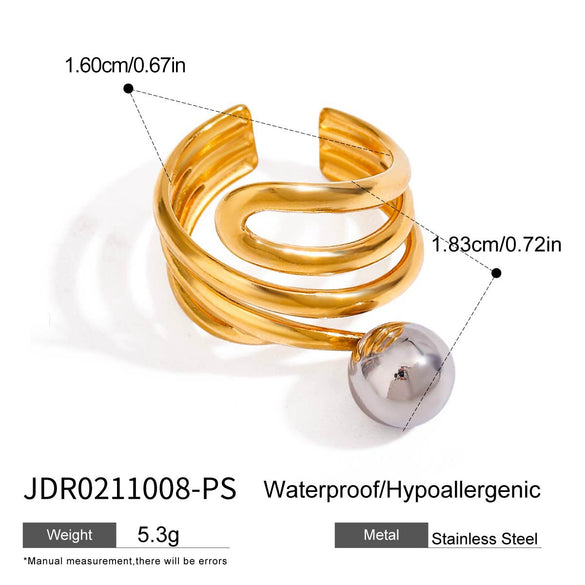Stainless Steel Metal Ball Geometric Style Ring With Electroplating For Women