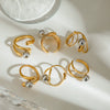 Stainless Steel Metal Ball Geometric Style Ring With Electroplating For Women