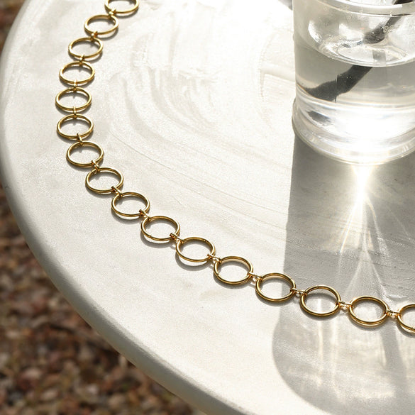 Stainless Steel Metal Women's Waist Chain With Multiple Circles And Lobster Clasp