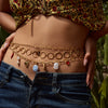 Stainless Steel Metal Women's Waist Chain With Multiple Circles And Lobster Clasp